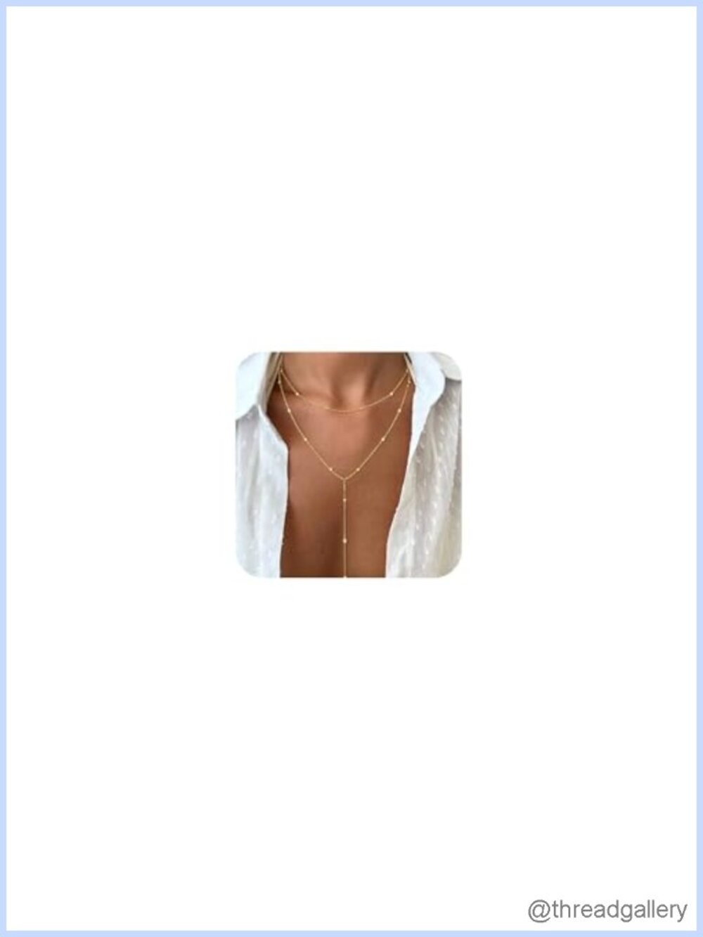 14K Gold Plated Dainty Layered Lariat Y Necklace for Women